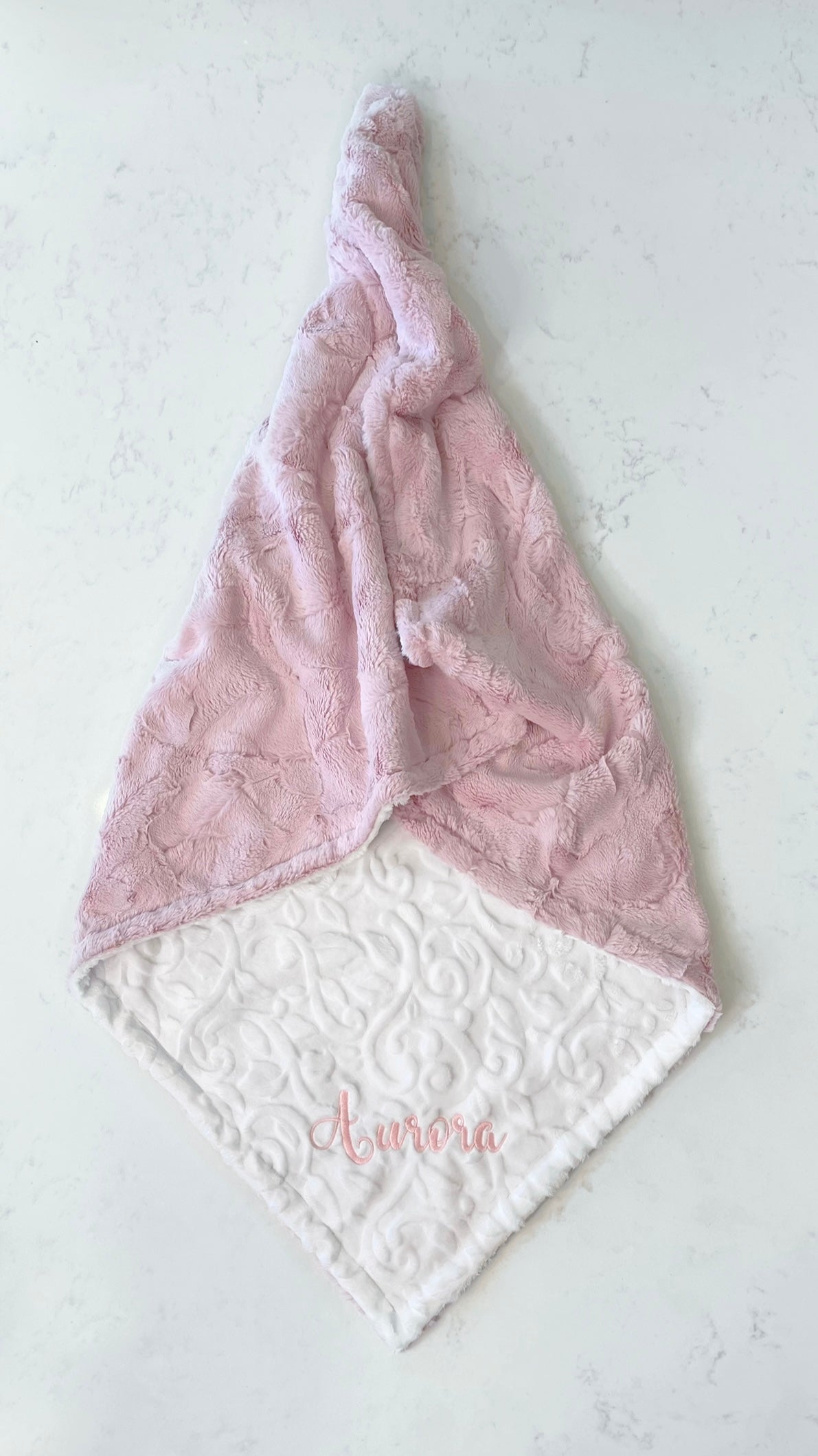 Custom Name Embroidered Baby Blanket in Colour Pink