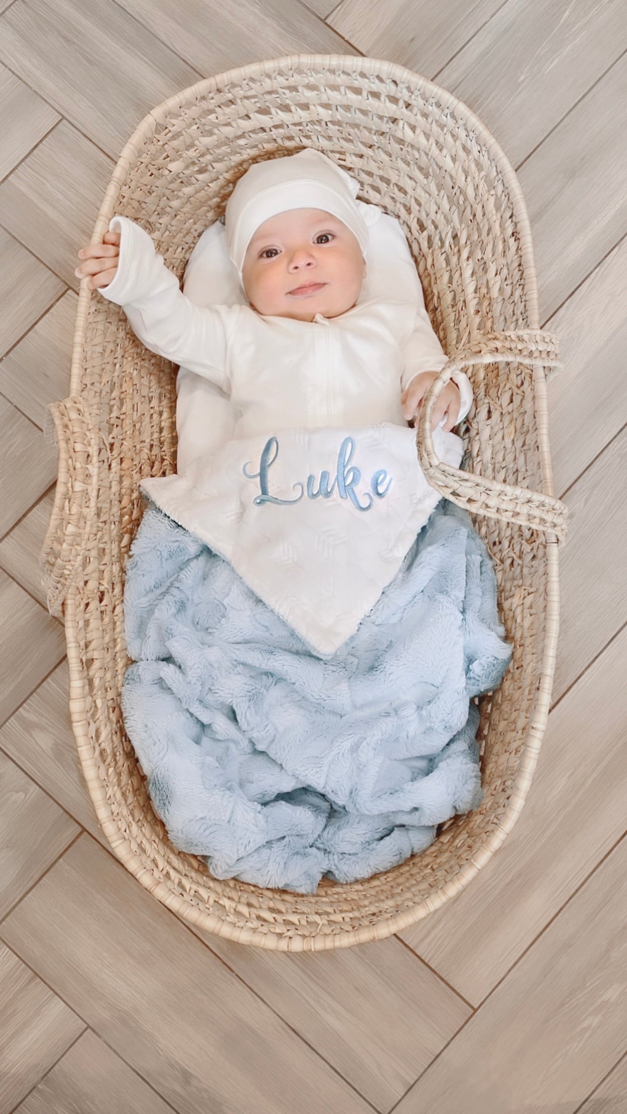 Custom Name Embroidered Baby Blanket in Colour Blue