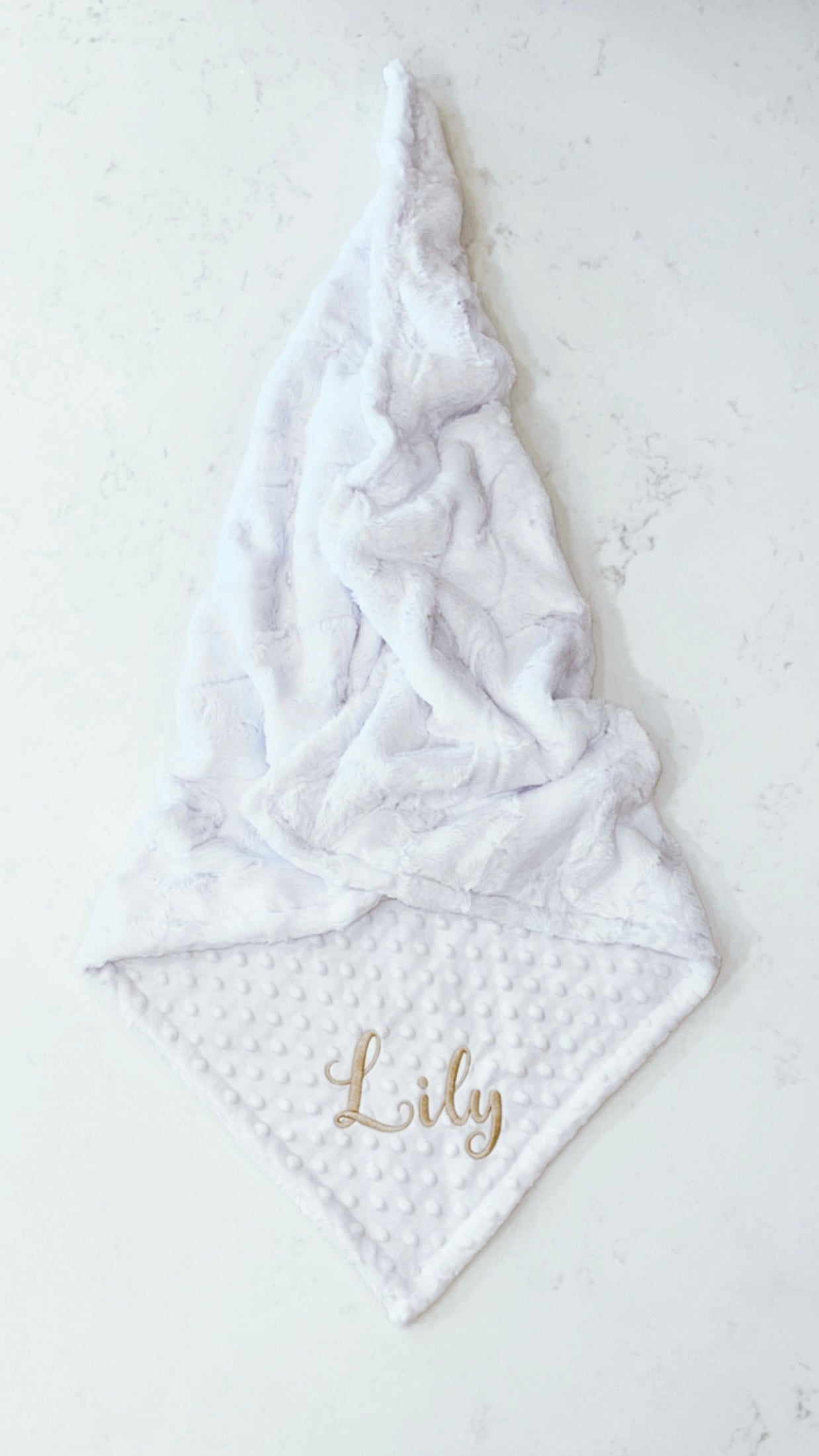 Custom Name Embroidered Baby Blanket in Colour White